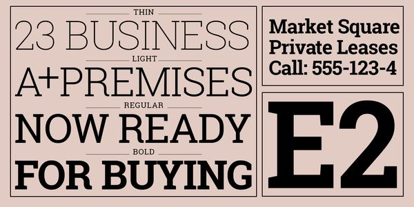 Card displaying Rosario typeface in various styles