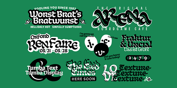 Card displaying Tumba Text Variable typeface in various styles