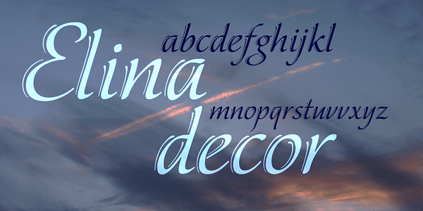 Card displaying Elina typeface in various styles