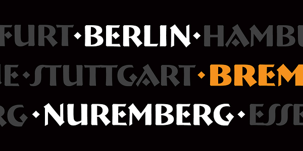Card displaying Bremen typeface in various styles