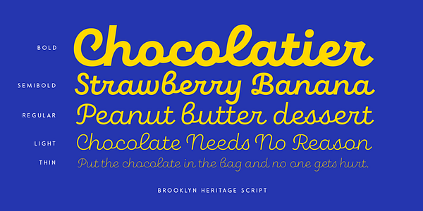 Tarjeta con el tipo de letra Brooklyn Heritage Script en varios estilos
