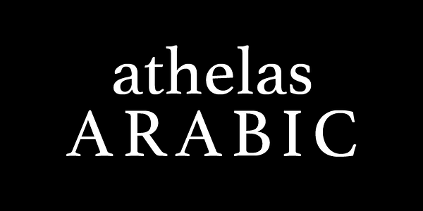 Card displaying Athelas Arabic typeface in various styles