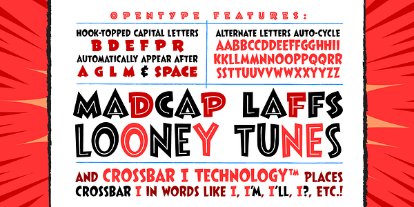 Card displaying CC Thats All Folks typeface in various styles