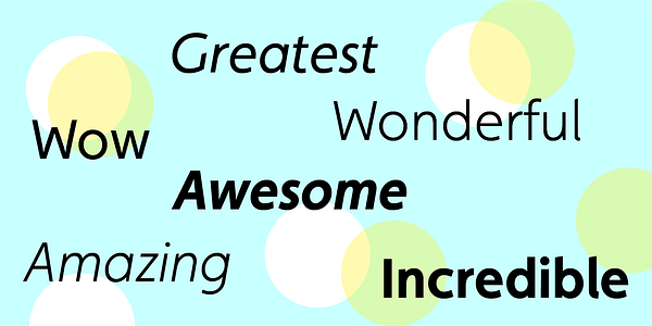 Card displaying Faricy New typeface in various styles