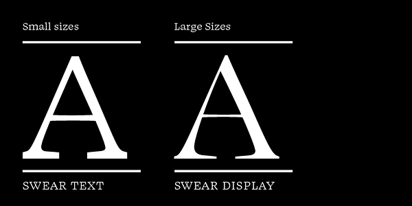 Card displaying Swear Text typeface in various styles