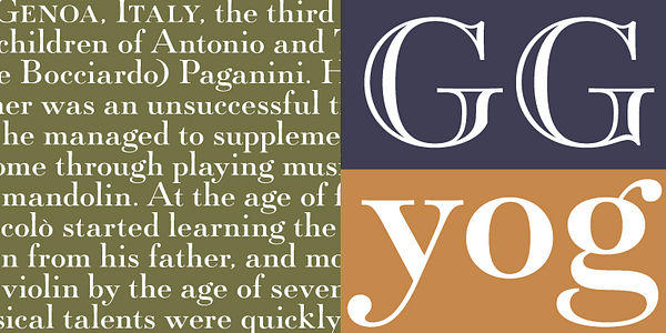 Card displaying Paganini typeface in various styles
