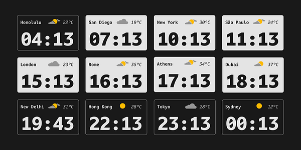 Card displaying Darkmode Mono typeface in various styles