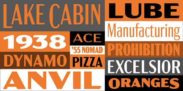 Card displaying Acme Gothic typeface in various styles