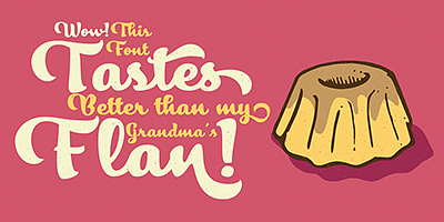 Card displaying Merengue Script typeface in various styles