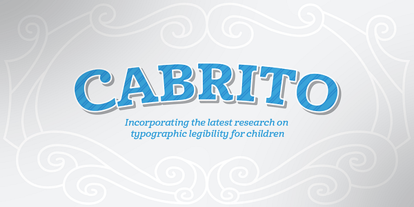Card displaying Cabrito typeface in various styles