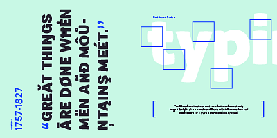 Card displaying Quiroh typeface in various styles