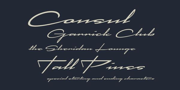 Card displaying Cadogan typeface in various styles