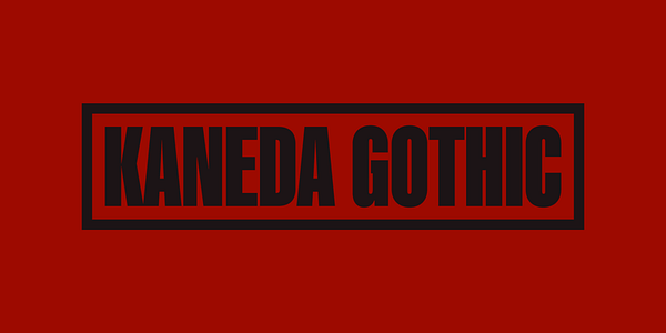 Card displaying Kaneda Gothic typeface in various styles