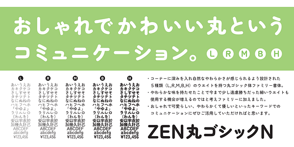 Card displaying Zen Maru Gothic typeface in various styles