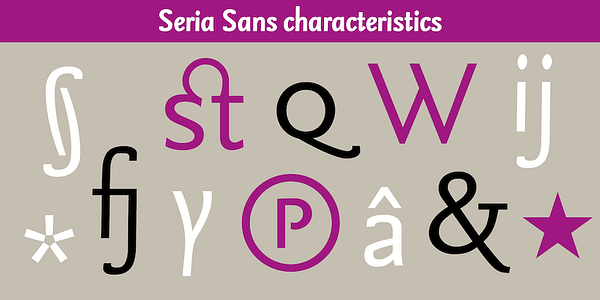 Card displaying Seria  typeface in various styles