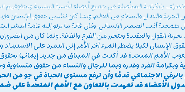 Card displaying Bisbee Arabic typeface in various styles