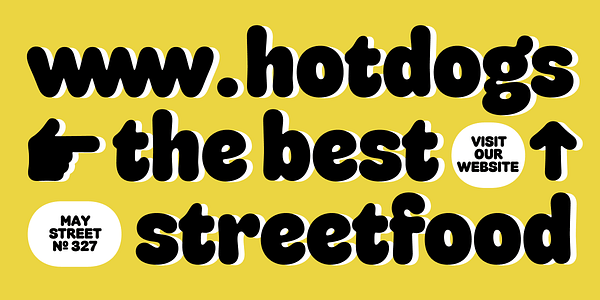 Card displaying Sausage typeface in various styles