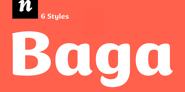 Card displaying Baga typeface in various styles