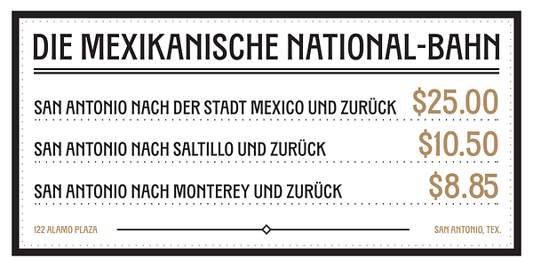 Card displaying TXC Pearl typeface in various styles