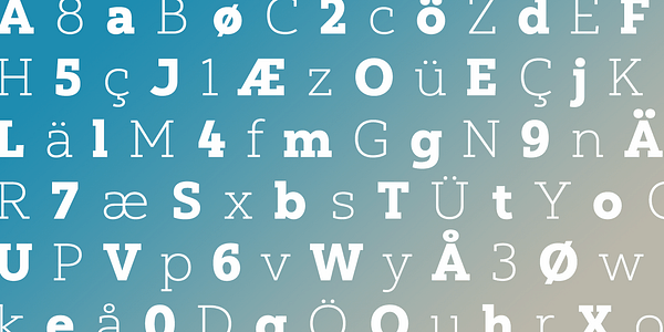 Card displaying Yorkten Slab typeface in various styles