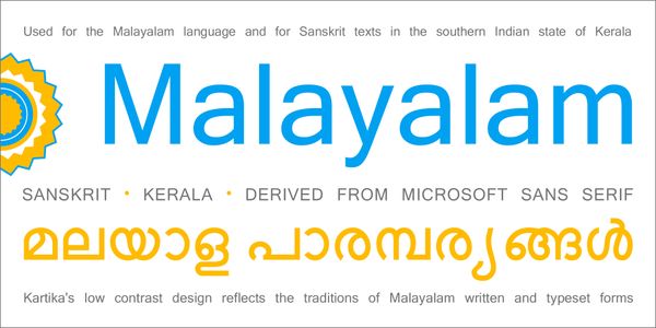 Card displaying Kartika typeface in various styles