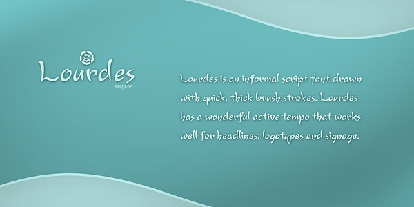 Card displaying Lourdes typeface in various styles