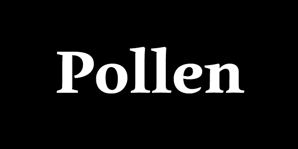 Card displaying Pollen typeface in various styles
