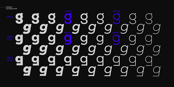 Card displaying Nexa typeface in various styles