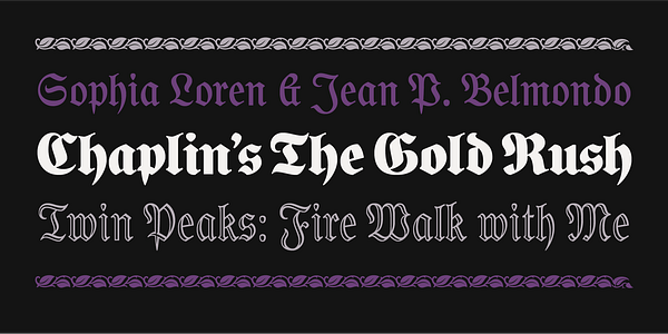 Card displaying Gorgias typeface in various styles