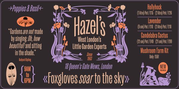 Card displaying Kensington typeface in various styles