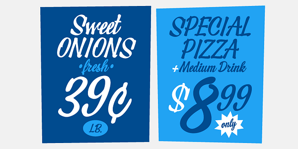 Card displaying PF SignSkript typeface in various styles