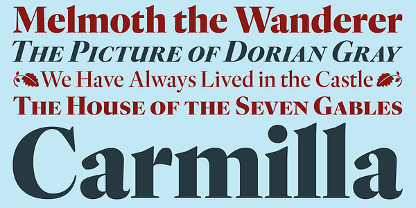 Card displaying Reiher Headline typeface in various styles