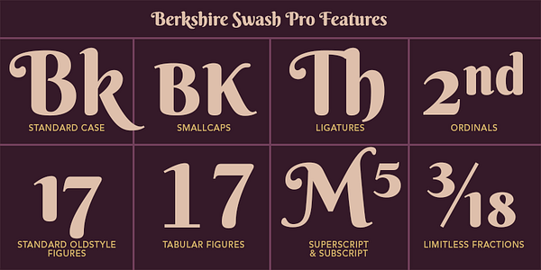 Card displaying Berkshire Pro typeface in various styles