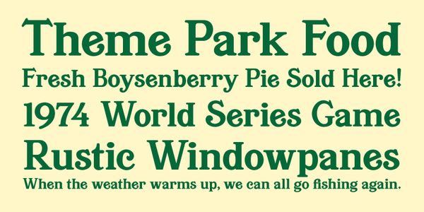 Card displaying Buena Park JF typeface in various styles