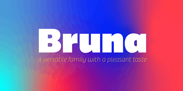 Card displaying Bruna typeface in various styles