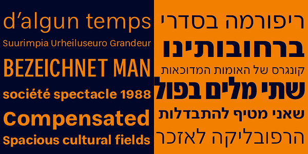 Card displaying Narkiss Tam typeface in various styles