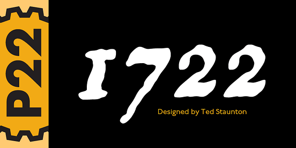 Card displaying P22 1722 Pro typeface in various styles