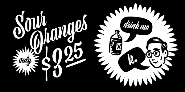 Kort som viser skrifttypen Viktor Script i forskjellige stiler