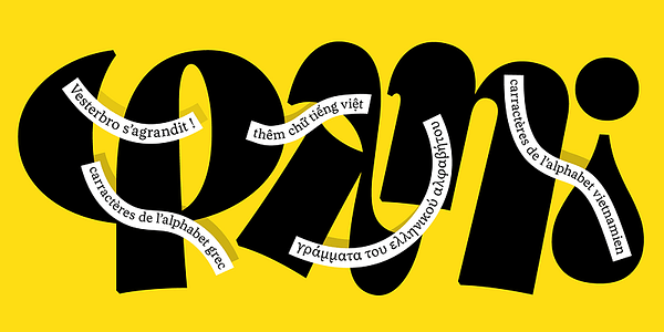 Card displaying Vesterbro Variable typeface in various styles