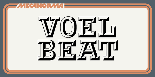 Card displaying Voel Beat MN typeface in various styles