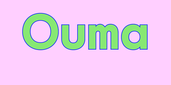 Card displaying Ouma Latin Variable typeface in various styles