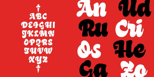 Card displaying Ravals typeface in various styles