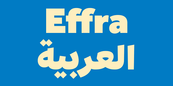 Card displaying Effra CC Arabic typeface in various styles