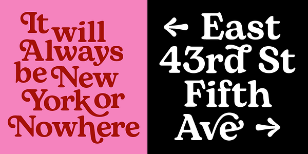 Card displaying Bogart typeface in various styles