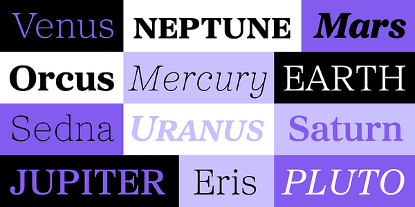 Card displaying Proxima Sera typeface in various styles