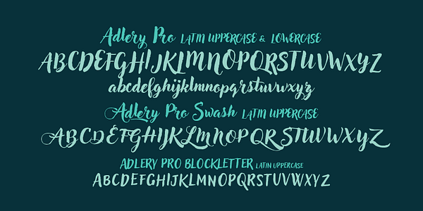 Card displaying Adlery Pro typeface in various styles