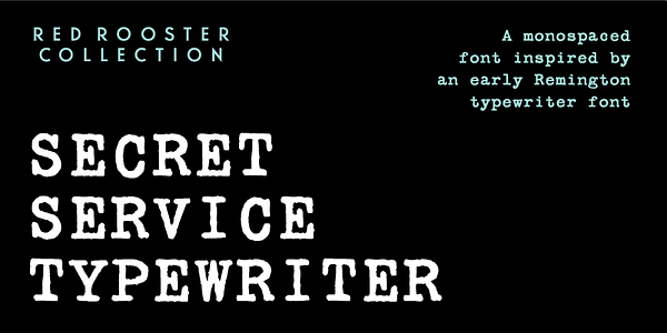 Card displaying Secret Service Typewriter typeface in various styles