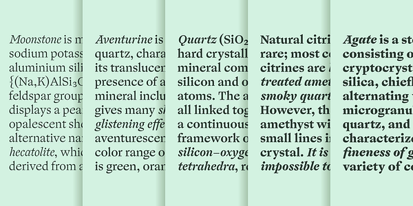 Card displaying Ogg Text typeface in various styles