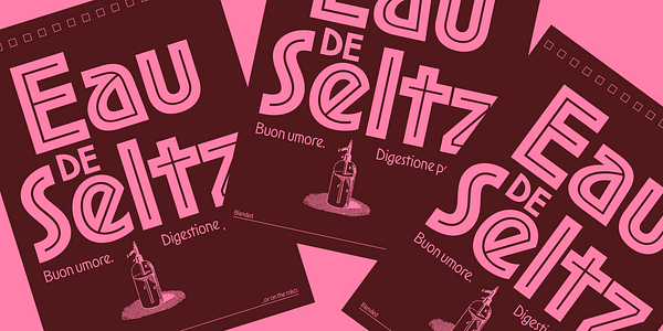 Card displaying New Cordial typeface in various styles
