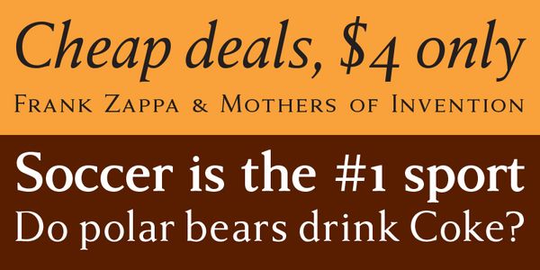 Card displaying Anziano typeface in various styles